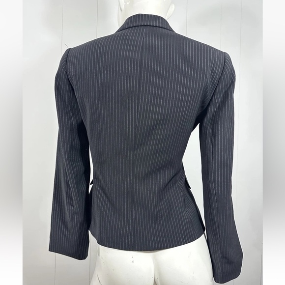 Tahari Arthur Levine Stripe Casual Black Blazer Jacket Career Women's Sz 4 Petit - Picture 4 of 9